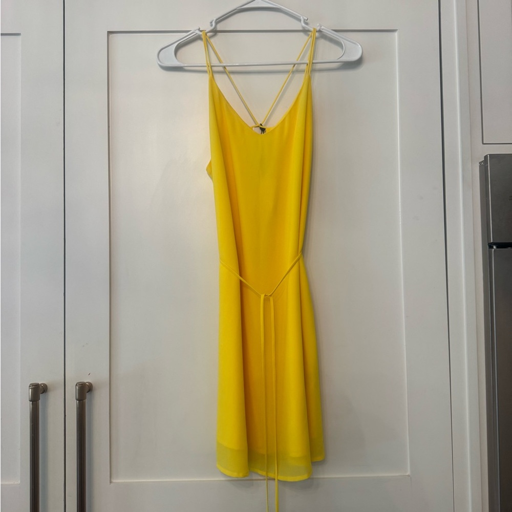 Naked Zebra Yellow Spaghetti Strap Mini Dress